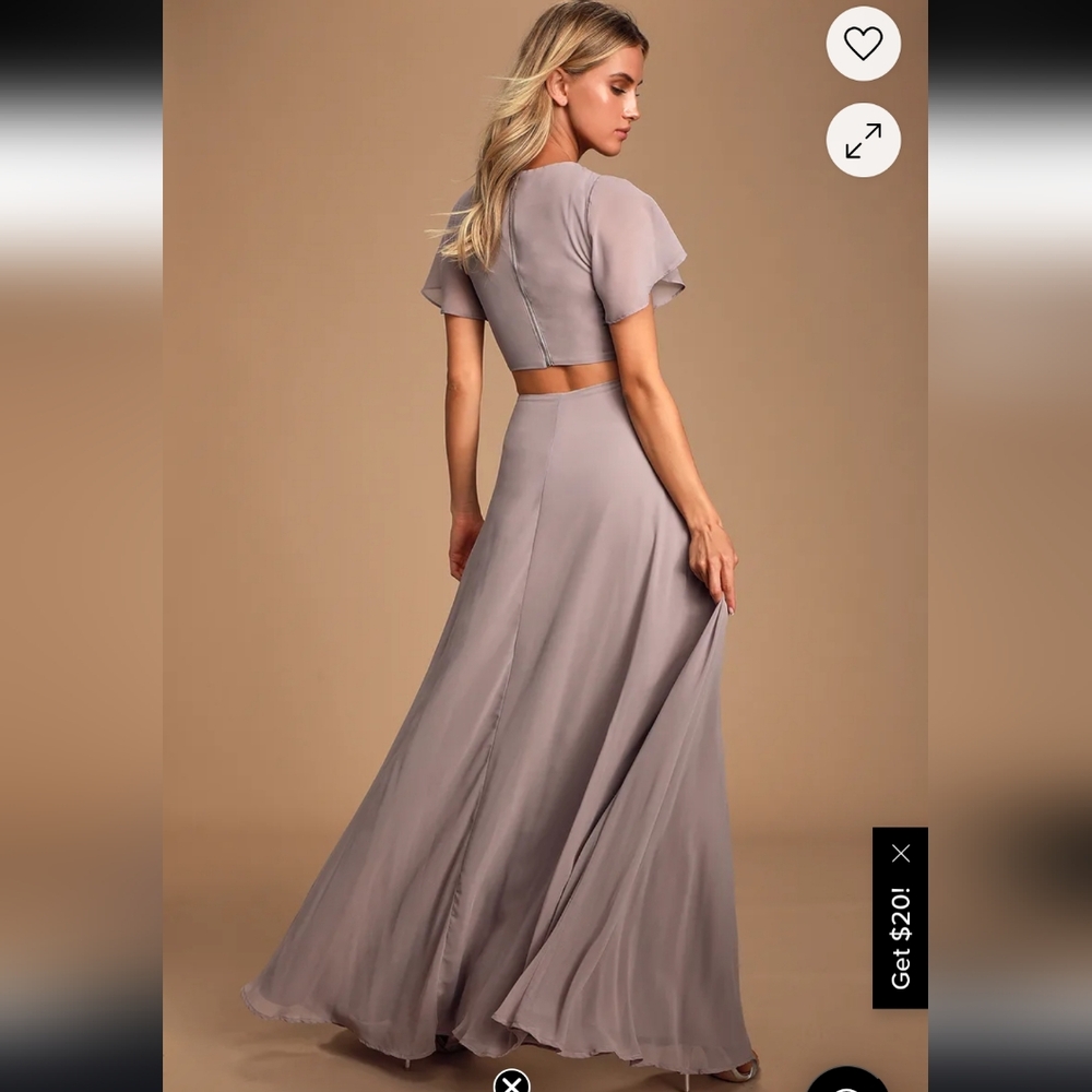 Lulus Women Garden Bliss Dusty Lavender Bridesmaid Cutout Maxi Dress. Size L - Picture 3 of 13
